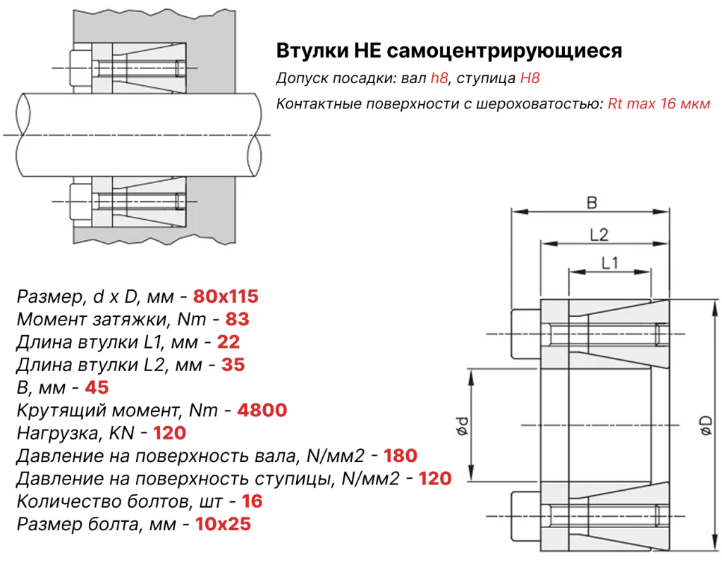 Чертеж втулка зажимная ВК45 80х115