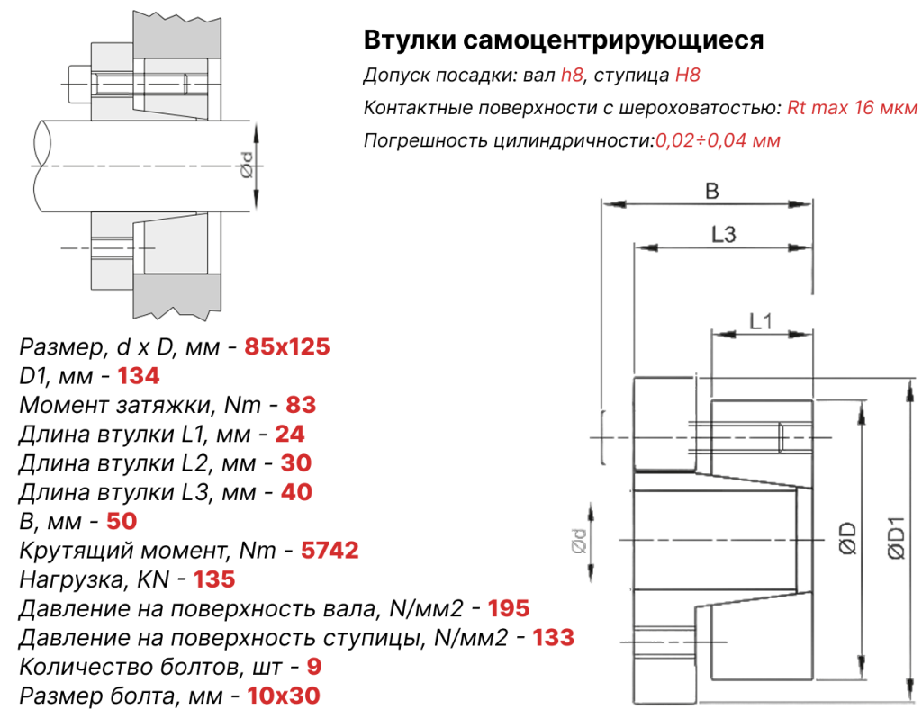 Чертеж втулка зажимная ВК16 85х125