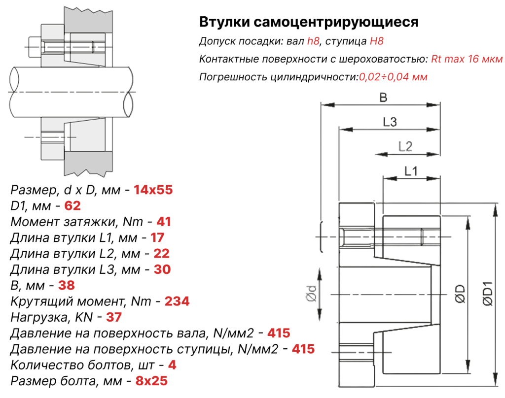 Чертеж втулка зажимная ВК15 14х55